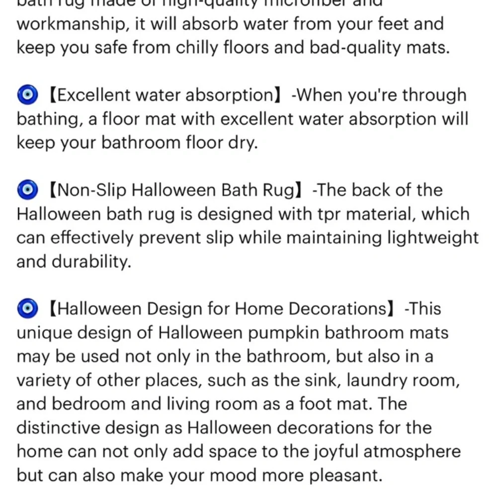 Halloween Bathroom Rugs, Halloween Pumpkin Bath Mats Non-Slip 16x24 Inches